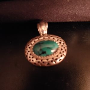 Sterling silver and turquoise oval pendant